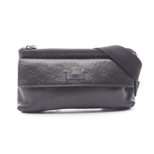 GUCCI Guccissima Waist Belt bag 162916 leather Black Used mens