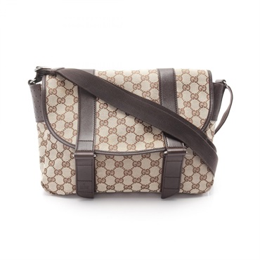 GUCCI GG canvas messenger bag  crossbody 233269 leather Beige Brown Used unisex