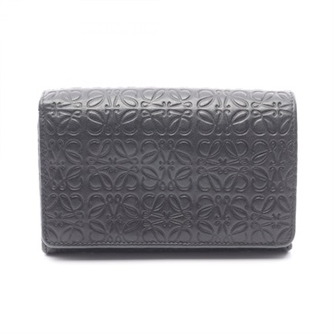 LOEWE Repeat Anagram Tri-fold wallet leather Black Used Women