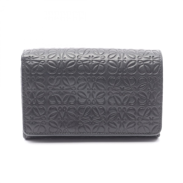 LOEWE Repeat Anagram Tri-fold wallet leather Black Used Women