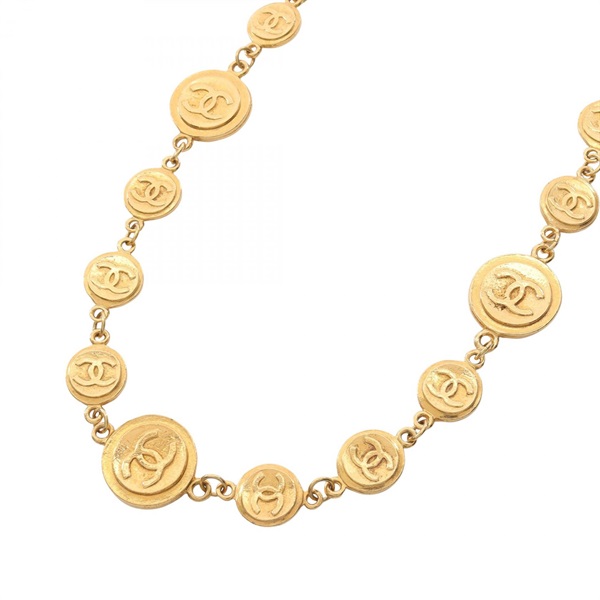 CHANEL COCO Mark coin Necklace Gold Plated Used women CC