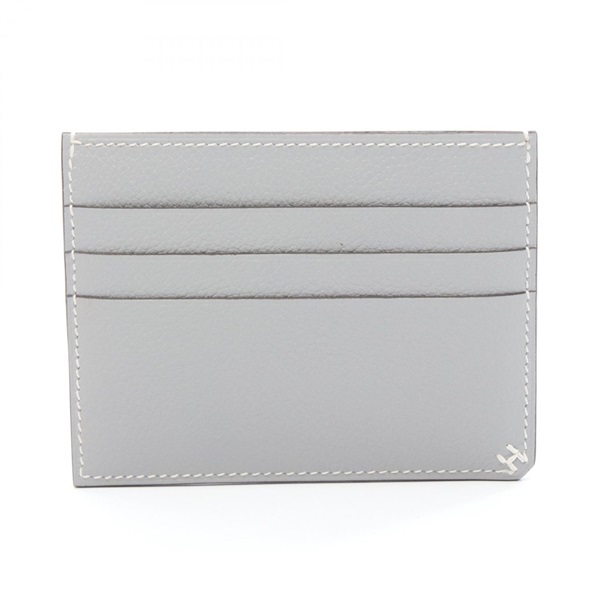 HERMES H Sellier Card Case Evercolor leather Gray Beton Used Women W