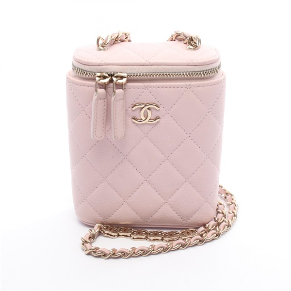 CHANEL Matelasse Crossbody Chain Shoulder Bag Calfskin Pink GHW Used Women