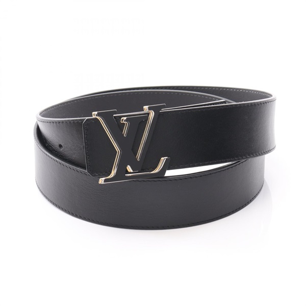 LOUIS VUITTON LV Optic belt M0226S leather Black Gray Used mens #100/44