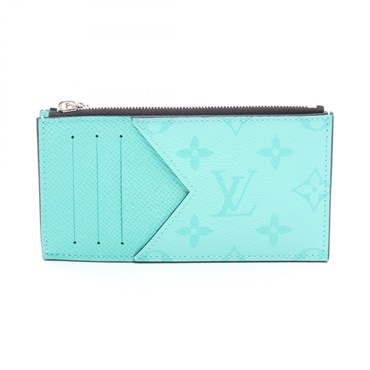 LOUIS VUITTON Coin card holder purse M30901 Taigalama leather canvas Green Used