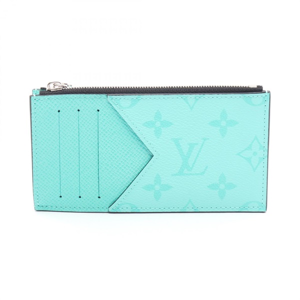 LOUIS VUITTON Coin card holder purse M30901 Taigalama leather canvas Green Used