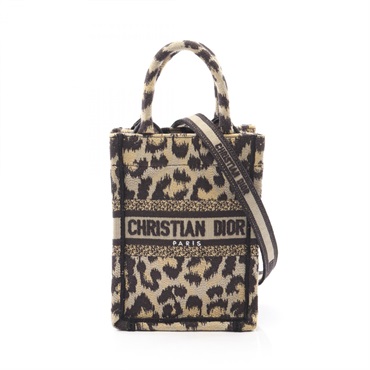Christian Dior BOOK TOTE Mini Phone Shoulder Handbag canvas Beige Black Used