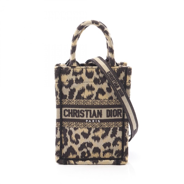 Christian Dior BOOK TOTE Mini Phone Shoulder Handbag canvas Beige Black Used