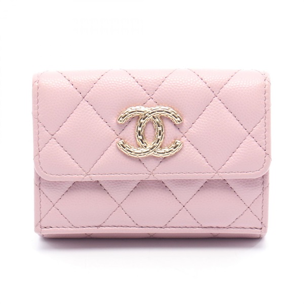 CHANEL Small flap Tri-fold wallet AP4084 Calfskin Pink Used Women GHW COCO CC