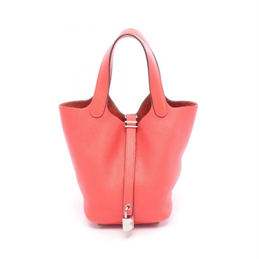 HERMES Picotin Lock PM Handbag Clemence leather Rose jaipur Used Women C SHW