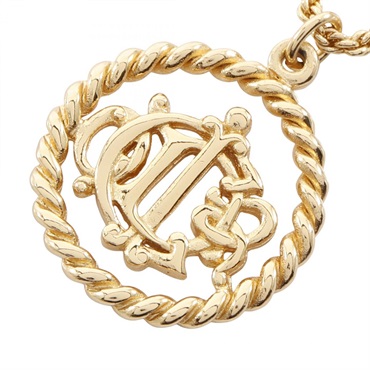 Christian Dior CD logo Necklace Pendant Gold Plated Used Women
