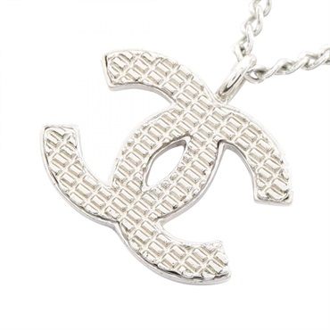CHANEL COCO Mark CC Necklace Pendant Stainless Steel Used Women