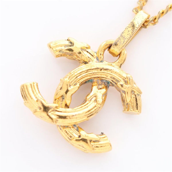 CHANEL COCO Mark Necklace Pendant 43cm Gold Plated Used Women CC