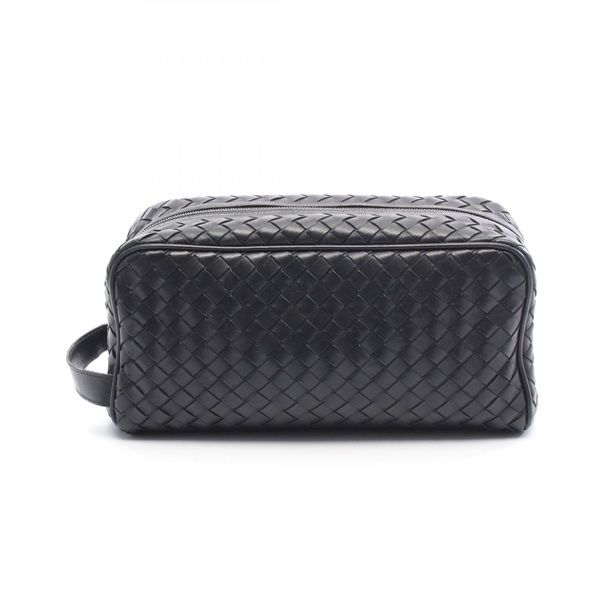 BOTTEGA VENETA Intrecciato business clutch bag pouch leather Black Used mens