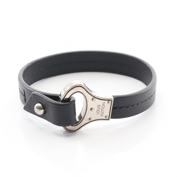 LOUIS VUITTON Braclet bangle archive M6290 leather Stainless Steel Black mens LV