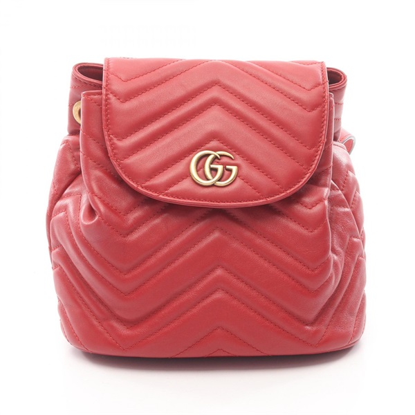 GUCCI GG Marmont Rucksack Backpack chain strap 528129 leather Red Used Women
