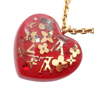 LOUIS VUITTON Pandantif Coeur Inclusion Necklace Pendant Gold Plated Resin Used
