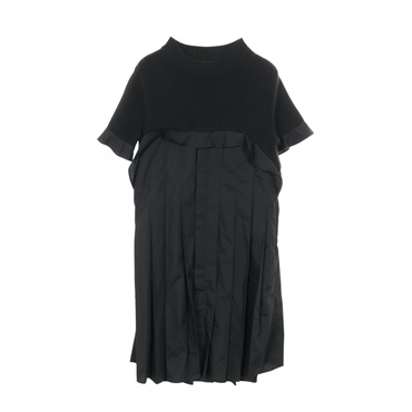 Sacai Short Sleeve Dress cotton Black Used Women #2