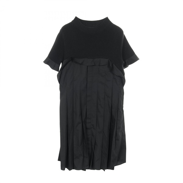 Sacai Short Sleeve Dress cotton Black Used Women #2