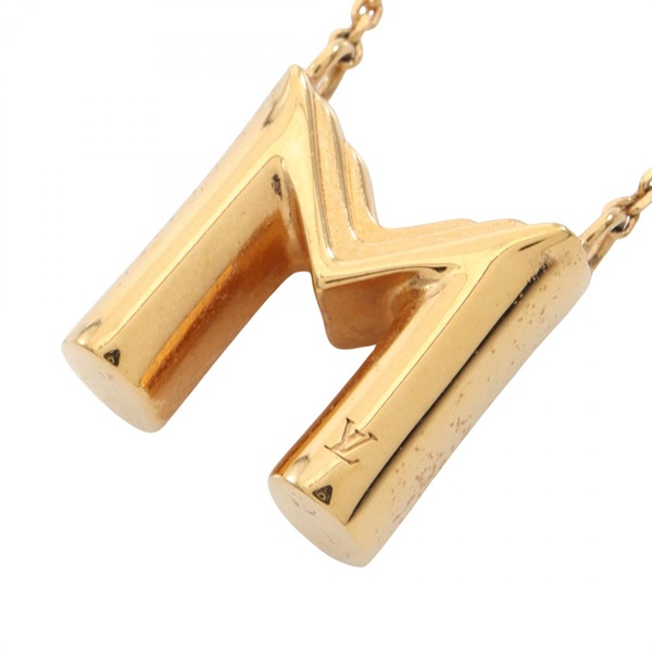 LOUIS VUITTON LV&ME M Gold Initial Necklace Pendant 39.5~41cm Gold Plated Used