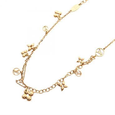 LOUIS VUITTON Collier Blooming Necklace Gold Plated Used LV women