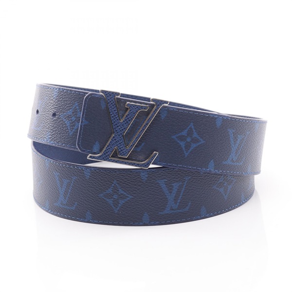 LOUIS VUITTON Ceinture LV Initial 40MM Belt M0159 leather PVC Blue Used mens