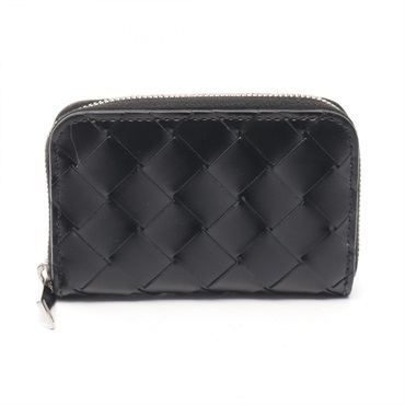 BOTTEGA VENETA Intrecciato Zipped coin purse 620348 leather Black Used Women
