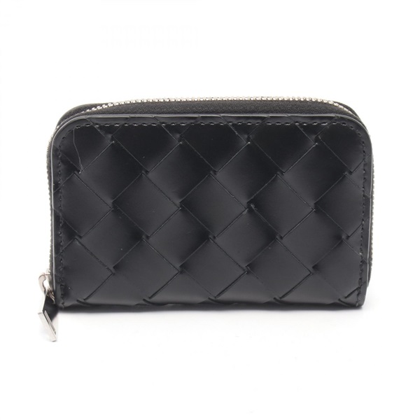 BOTTEGA VENETA Intrecciato Zipped coin purse 620348 leather Black Used Women