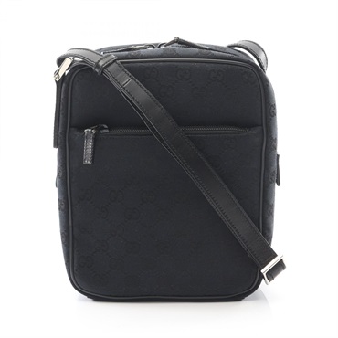 GUCCI GG canvas Shoulder Crossbody Bag 018.1612 canvas leather Black Used Women