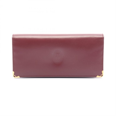 CARTIER Must Line Bifold wallet purse L3000466 leather Bordeaux Used Women