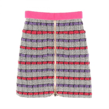 CHANEL tweed mini skirt #34 P56269V42479 cotton Black White Pink Used Women
