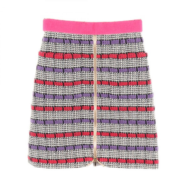 CHANEL tweed mini skirt #34 P56269V42479 cotton Black White Pink Used Women