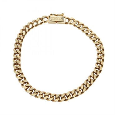 JEWELRY Single 2 Side Flat Link Chain Bracelet 18KYG Yellow Gold Used 17㎝