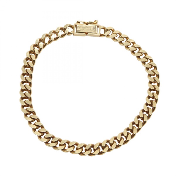 JEWELRY Single 2 Side Flat Link Chain Bracelet 18KYG Yellow Gold Used 17㎝