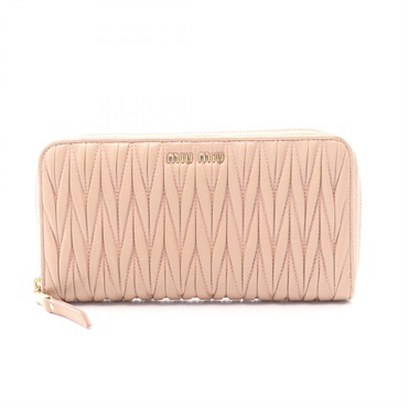 Miu Miu MATELASSE'1 Around zip long wallet purse 5ML506 leather Pink Used Women