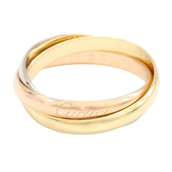CARTIER Trinity Ring 18KYG 18KPG 18KWG Three gold used women US size 7.5 #56