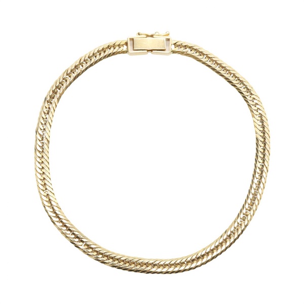 JEWELRY Triple 12 Side Flat Link Curb Chain Bracelet 18KYG Yellow Gold Used mens