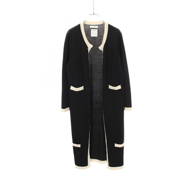 MADISONBLUE long Cardigan Knitwear MB184-8012 wool cashmere Black Beige Used #01