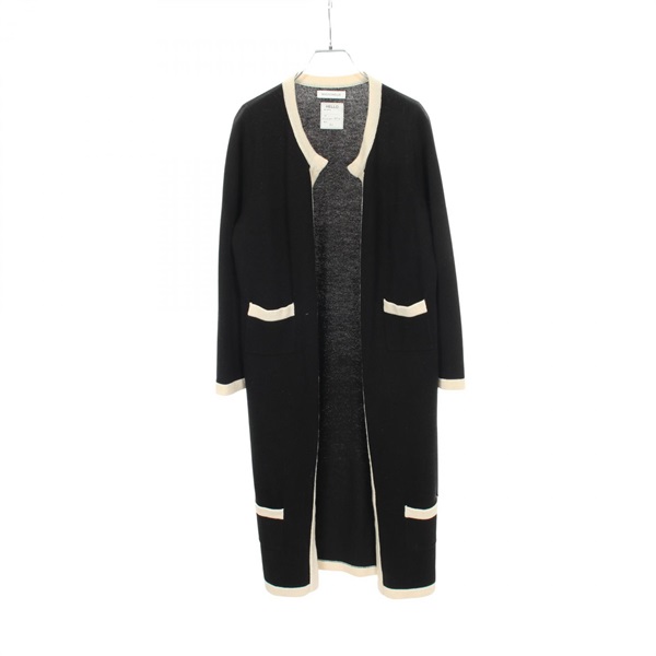 MADISONBLUE long Cardigan Knitwear MB184-8012 wool cashmere Black Beige Used #01