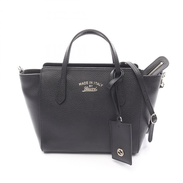 GUCCI Swing mini shoulder crossbody tote Handbag 368827 leather Black Used Women