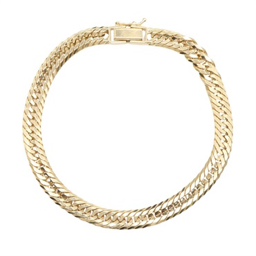 JEWELRY Triple 12 side Curb link chain Bracelet 18KYG Yellow Gold Used unisex