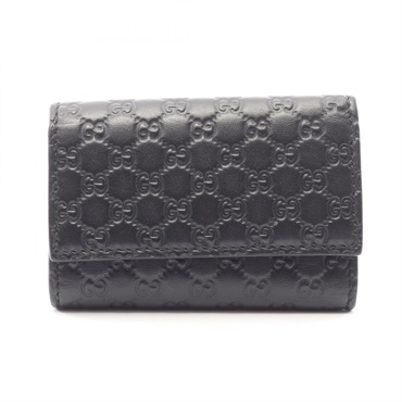 GUCCI Microguccissima 6 key holder case 150402 leather Black Used unisex