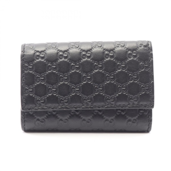 GUCCI Microguccissima 6 key holder case 150402 leather Black Used unisex