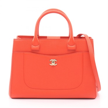 CHANEL Neo Executive Tote shoulder crossbody Bag A69930 Calfskin orange GHW