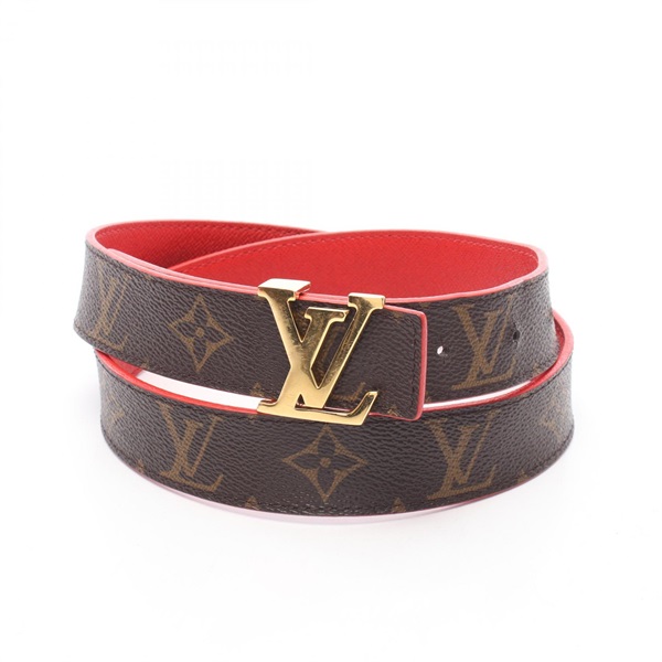 LOUIS VUITTON Ceinture Reversible belt M9498 Monogram canvas leather Red used LV