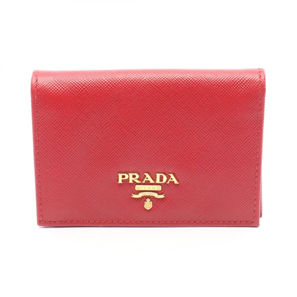 PRADA Bi-fold wallet Saffiano leather Red Used Women