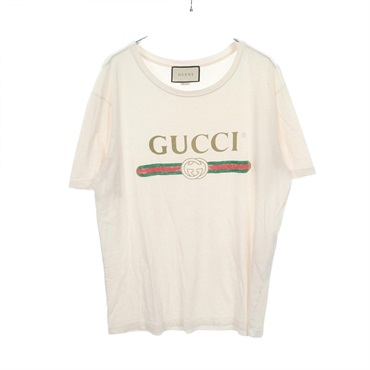 GUCCI GUCCI logo T-shirt 440103 cotton White Multicolor Used mens size L