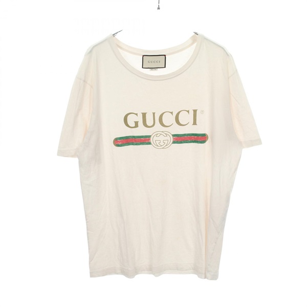 GUCCI GUCCI logo T-shirt 440103 cotton White Multicolor Used mens size L