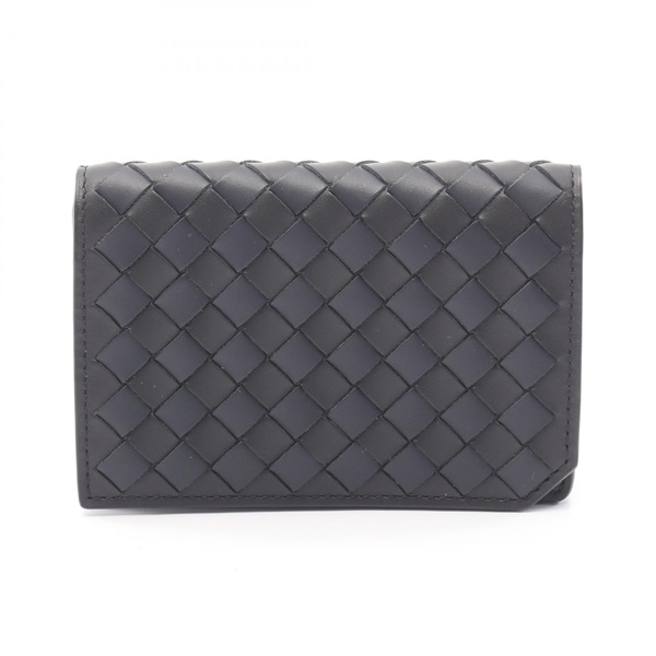 BOTTEGA VENETA Intrecciato Card Case leather Black Navy Used mens