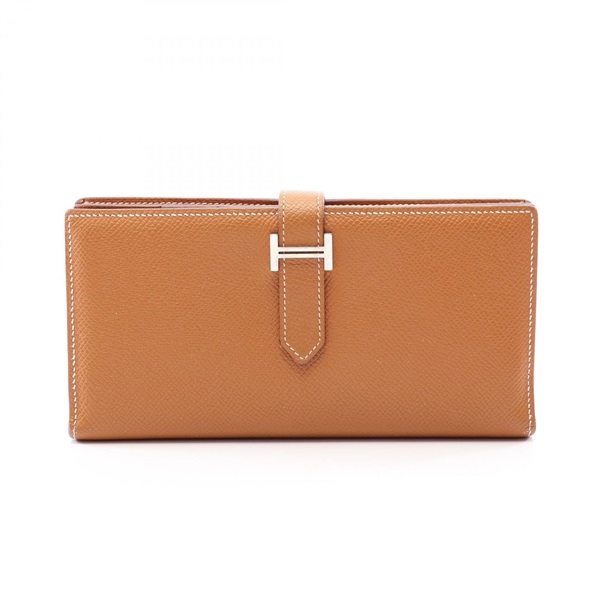 HERMES Bearn Soufflet Bifold purse wallet X Epsom leather gold Used Women SHW